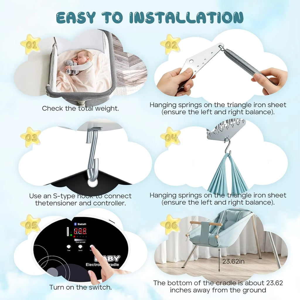 Electric Swing Controller for Newborn, Spring Swing Motor Baby Hanging Hammock Control with Timer and Music Function